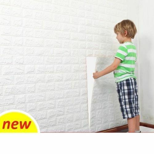 77cmx70cm 3D Brick Wall Stickers White PE Foam 3D Brick Wall Sticker Self-Adhesive DIY Wallpaper Panels
