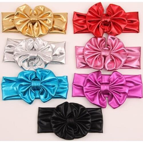 20 pcs/ lot , shiny bow for hair headband, Metallic Messy Bow Head wraps 7 colors