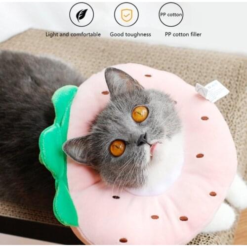 Cat Fruit E-Collar Recovery Cone Adjustable Cotton Blends Neck Recover Cat Dog Elizabeth Pet Protection Collar
