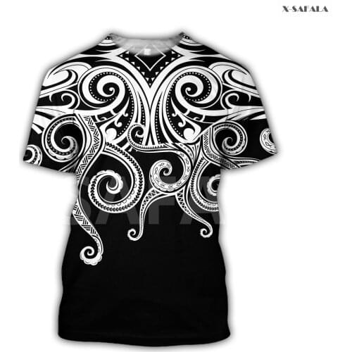 Premium Polynesia Hawaii Tattoo Octopus Samoa Pattern 3D All Printed T-shirt Men Women Unisex Summer Casual Tee Streetwear