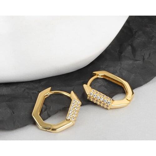 VENTFILLE 925 Sterling Silver Hot O-shaped Zircon Hoop Earrings For Female Fashion Shiny Rhinestones Bijoux Party Couple