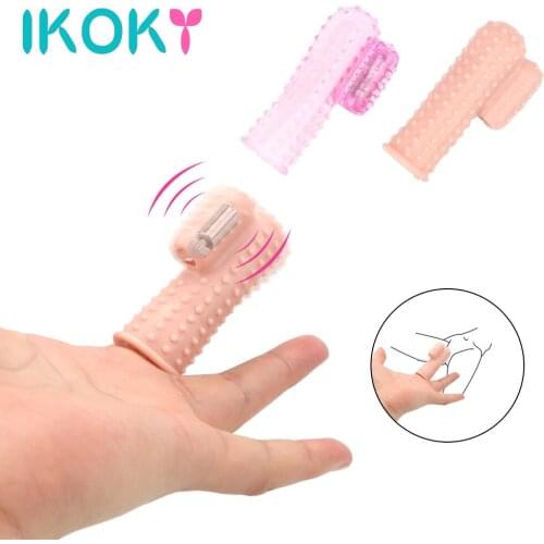 IKOKY Finger Sleeve Vibrator Sex Toys for Women Couple Flriting Clitoris Vagina Stimulator Brush Vibrating G-spot Massage