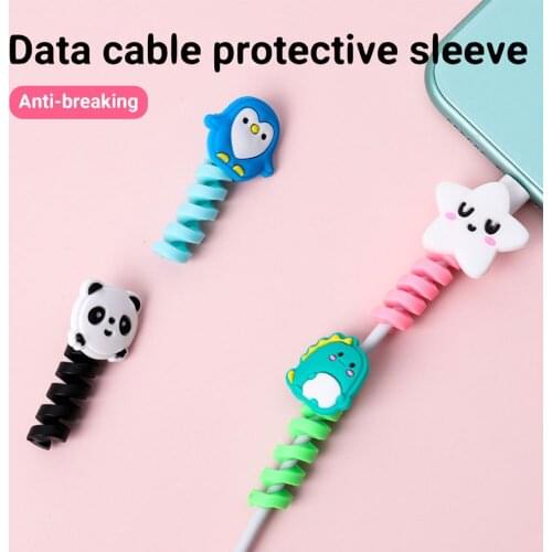 3Pcs Cute Cartoon Cable Protector Universal Data Line Cord Protective Wire Winder Mobile Phone Charging Cable Winder Organizer