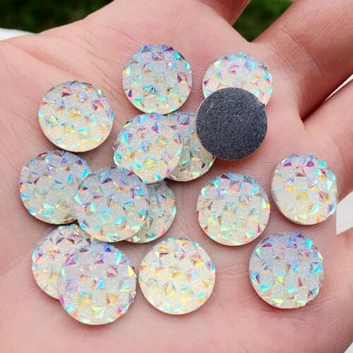 40pcs 14mm AB Colorful flatback stones and crystals Resin Round Rhinestone trim DIY Wedding Dress -Z010