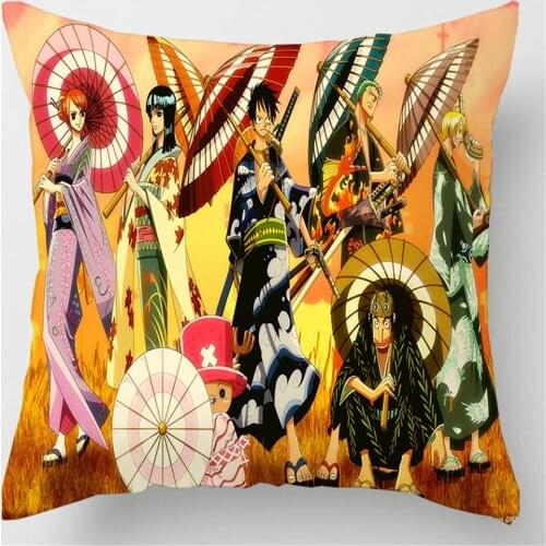 Luffy Cushion Cover Print Short Plush Pillow Covers 3D Anime Throw Pillow Case Sofa Home Decor Polyester Casual Pillowcase