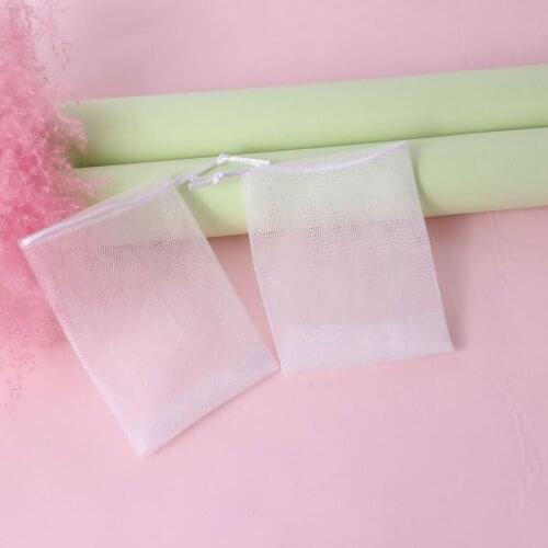 Handmade Soap Foaming Net Soap Cleansing Foaming Net Bag Facial Cleanser Foaming Bags 150*95Mm White