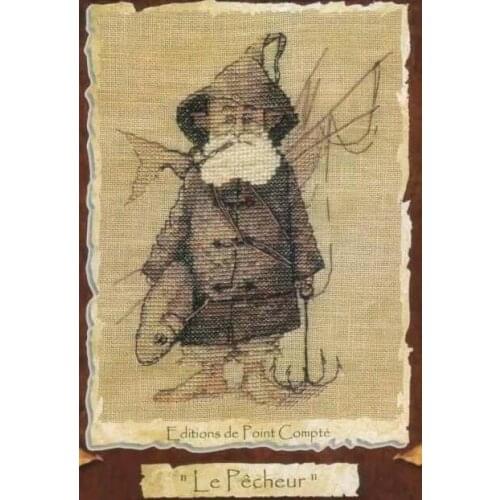 Counted Cross Stitch Kit Le pecheur Nimue 54 Old Fisher Fishermen Man and Fish