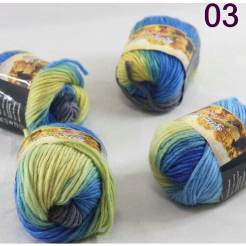 New Sale 4 SkeinsX50g Womens Knit Scarves Shawls Rainbows 100% Wool Chunky Yarn 803 Grey Sky Blue Yellow