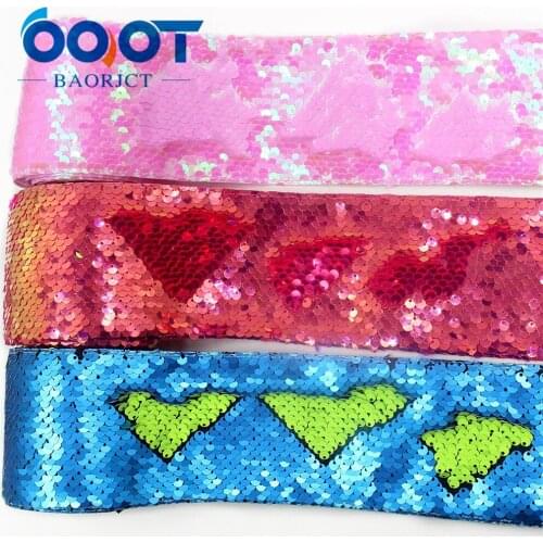 OOOT BAORJCT I-19619-1399,75mm 2yard Fish scale Printing Sequin Glitter Ribbon,DIY Hairbows Accessories Wedding Party Decoration