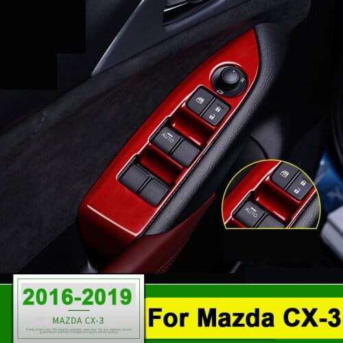 For Mazda CX3 CX-3 CX 3 2016 2017 2018 2019 Car Door Armrest Panel Window Switch Lift Buttons Covers Trim Decoration Accessories