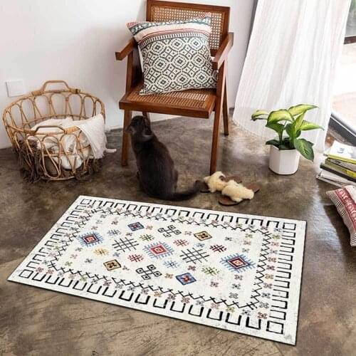 Simple Geometric Striped Carpet Moroccan Ethnic Style Bedroom Bedside Area Rug Living Room Children Play Tent Non-Slip Floor Mat