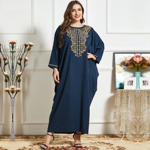 Ramadan Muslim Dress Women Bat Sleeve Big Swing Maxi Kaftan Abaya Turkey Dubai Kimono Arab Abaya Jubah Robe Islamic Clothing