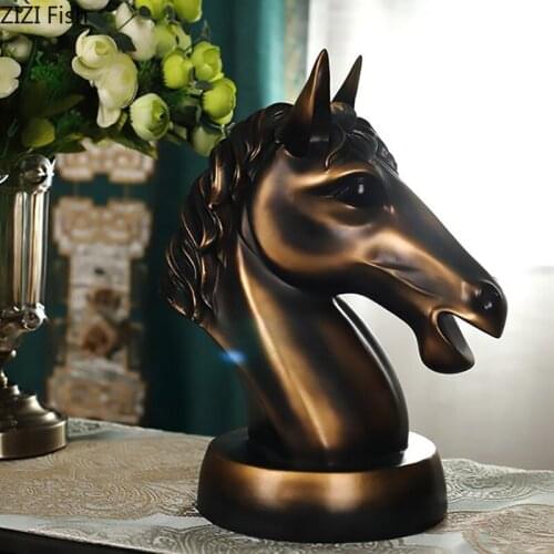 Retro Imitation Copper Horse Decorative Ornaments Desktop Decor Fruits Sculpture Resin Crafts Living Room Decoration Furnishings