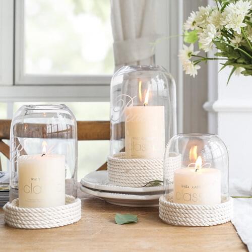 Glass Candle Lantern Holders Candlestick Candlelight Dinner Birthday Tea Light Holder Wedding Prop Ornaments Romantic Gift FC278