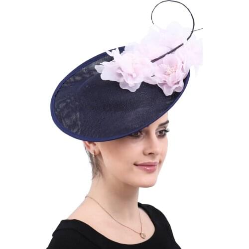 Vintage Big Hair Fascinators For Kenducky Derby Church Hats Elegant Women Fedora Fancy Pink Silk Flower Headwear 2020 New SYF540
