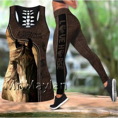 3D Digital Printed Love Horse Hollow Tanktop Women Sexy Vest Girls Fashion Tank tops Clothes ropa mujer Oversized Drop ship Q-57