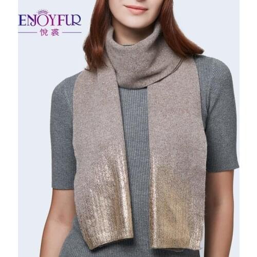 ENJOYFUR Women Knitted Wool Scarf High Quality Soft Scarves For Autumn Fashion Girls Scarf