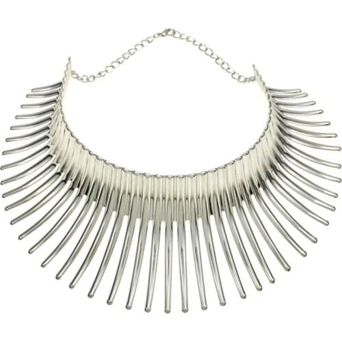 Womens Big African Necklace Indian Style Bending Alloy Big Thorn Statement Collar Choker