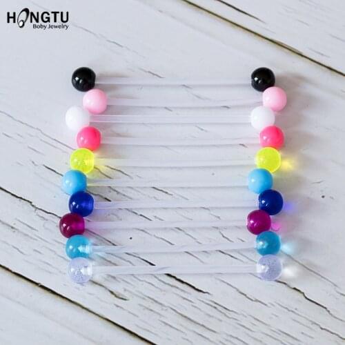 10-50 Pcs Colorful Acrylic Bioflex Piercing Cartilage Earring Body Piercing Jewelry 38mm Bar Industrial Barbell Earrings 14G