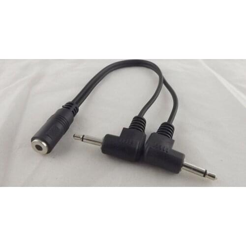 10pcs 3.5mm 1/8" Female To 2x 3.5mm Male Mono 90 Degree Angled Plug Splitter Cable 20cm