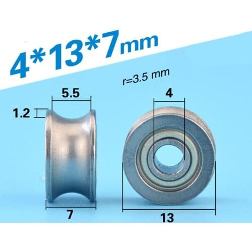 [U0413-7]10PCS U groove type guide track roller wheel 624UU 4*13*7mm 0413U sliding roller wheel steel guide rail pulley