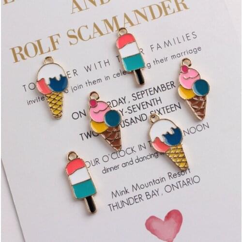 10PCS Alloy Colorful Ice Cream Pendant Enamel Charms DIY Accessories For Handmade Bracelet Necklace,Keychain