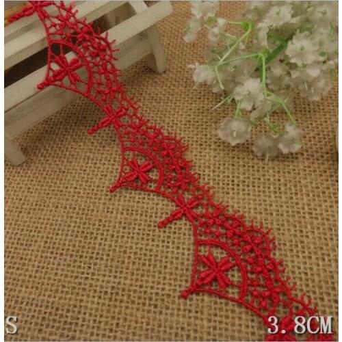 2pcs-14yards/lot 3.8CM Wide High Quality DIY Lace Craft Beautiful Vintage Water Soluble Embroidery Lace Trim