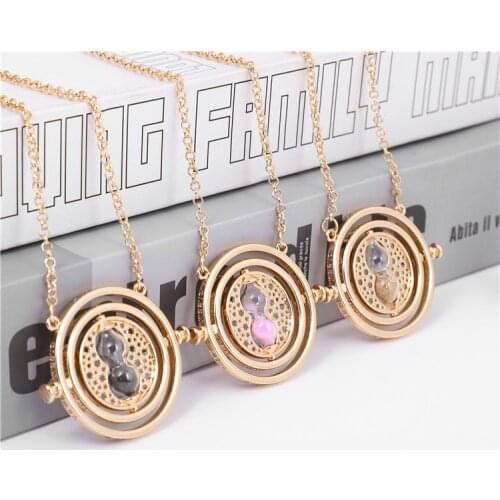 2021 Charm Better Finish Sand Glass Time Turner Pendant Necklace Metal Alloy Personality Women Men Time Gem Pendant Jewelry Gift