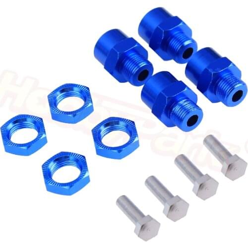 4-Pack Aluminum Alloy 12mm to 17mm Wheel Hex Hubs Adapter Extension Conversion Nuts for 1/10 RC Car Upgrade 1/8 Tires