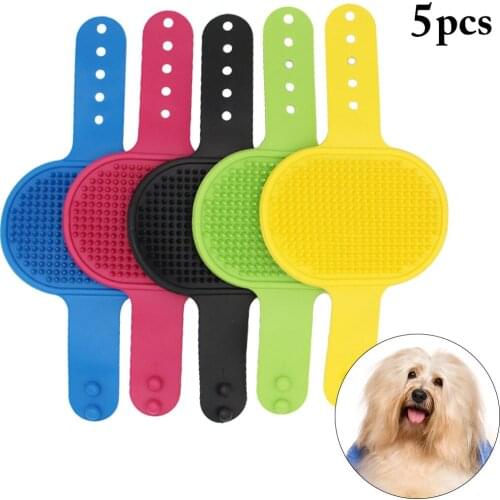 5PCS Pet Dog Cat Bath Glove Brush Comb Rubber Hair Fur Grooming Massaging Massage Mit pet shower dog brush Hair Remove