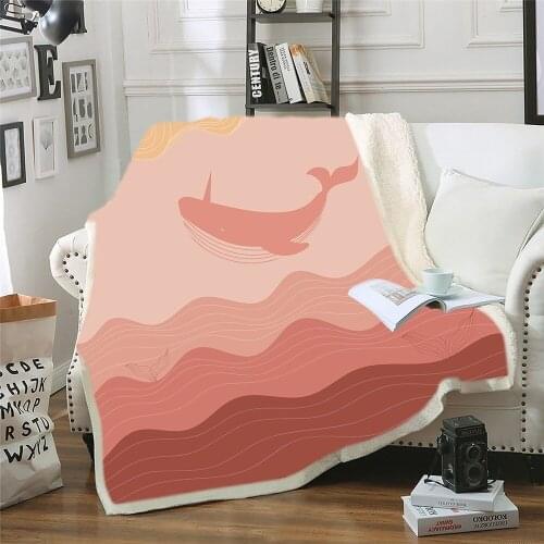 Shark Sherpa Blanket Ocean Animal Wave Throw Blanket 3D Print Fleece Blanket For Bedroom Cartoon Blanket Nap Office Blanket