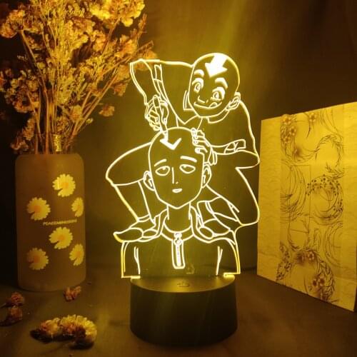 Anime One Punch Man Saitama cos Aang from The Last Airbender Cute 3D Night Light LED Desk Lamp for Home Bedroom Decoration