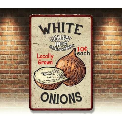 White Onions Kitchen Vintage Look Chic Metal Sign