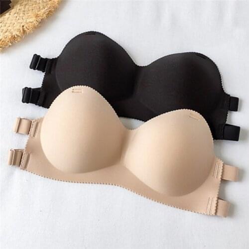 Sexy Backless Invisible Bra Push Up For Women Lingerie Seamless Brassiere No Sewing Bra Black Strapless Bandeau