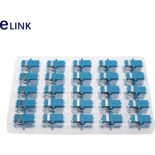 25pcs50pcs100pcs200pc400pcs LC duplex fiber optic adapter SC footprint blue fiber coupler DX connector UPC SM free shiping 0.2db