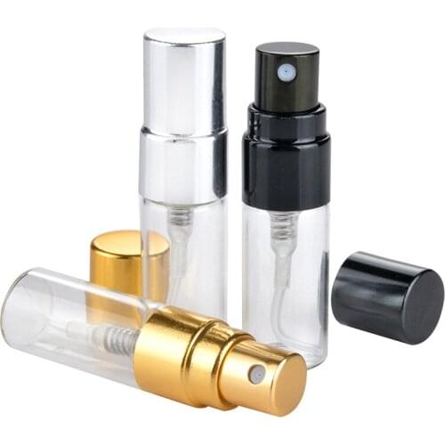 2/2.5/3ml Spray Bottle Anodized Aluminum Spray Nozzle Transparent Glass Perfume Sub-bottling Bottle Portable Spray Sample Bottle
