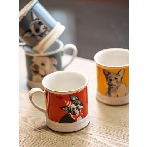 Ins Popular Coffee Mugs Ceramic Mug Travel Cup Cute Dog Creative Breakfast Cups Water Drinkware Europe Style 300ML