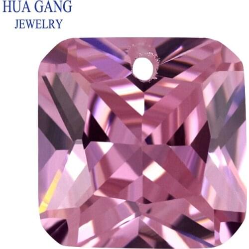 Pink Loose CZ Stones Beads Gem With Hole AAAAA Square Shape Cubic Zirconia Stone For Jewerly Making 4x4~12x12 High Quality