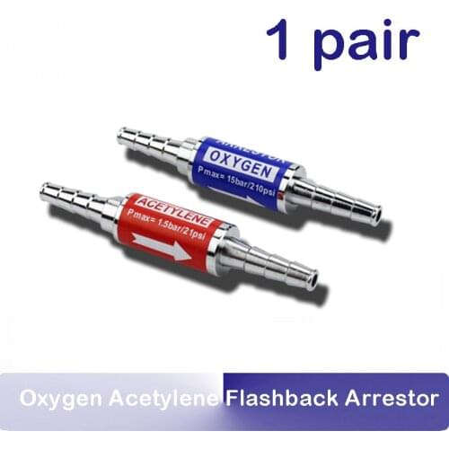 1 Pair Oxygen Acetylene Flashback Arrestor Check Valve Flame Buster For Gas Tube, Pipe, Regulator, Welding Cutting Torch