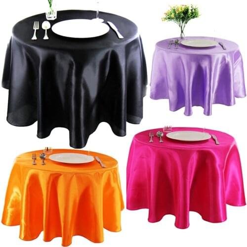 Round 145cm(57inch) Satin Tablecloth Solid Color Table Covers For Wedding Birthday Christmas Party Round Table Cloth Home Decor