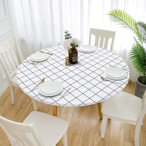 Round Tablecloth Fiber Lattice Table Cloth Nordic Table Cover Water and Oil Proof Home Dining Wedding Party Decoration