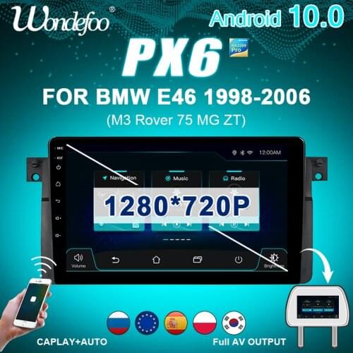 2 din Android 10 car radio PX6 for BMW E46 M3 318/320/325/330 Rover 75 Navigation car stereo 2din auto audio screen multimedia