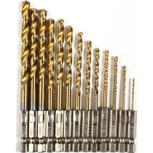 13pcs Steel Hex Shank Quick Change Cobalt Drill Bit Set Multi Bits for Household Woodworking Drill Bits Set Hand Tool Accessory