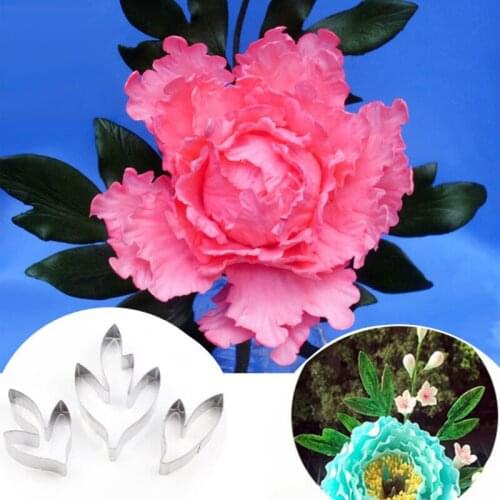 Peony Leaves 3Pcs Stainless Stell Cookie Cutter Pastry & Biscuit Baking Cutter Cake Decorating Tools Cupcake Mold Fondant Tools