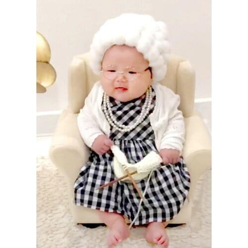 Newborn Photography Props Cosplay Grandma Hat Baby Photo Shooting Clothes Outfit
