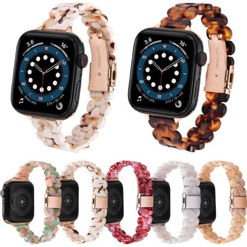 Oval Shape Design Resin Strap for Apple Watch Band Series 6 SE 5 4 3 Smooth Bracelet for iWatch 44mm 40mm 38mm 42mm Wrist Belt