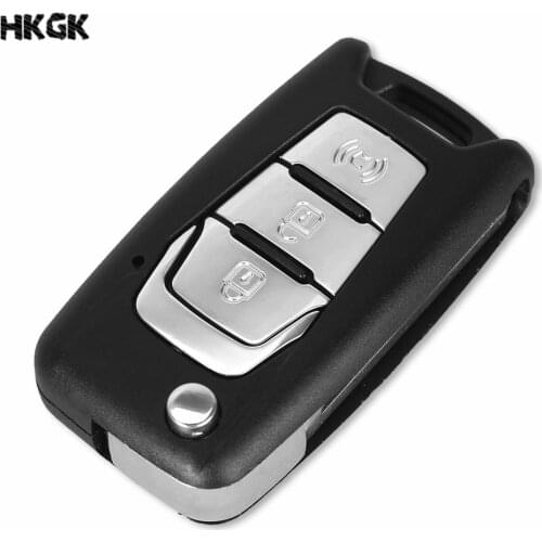 3 Button Folding Car Key Shell Case for Ssangyong Korando / New Actyon / C200 2016 2017 with Uncut Blade