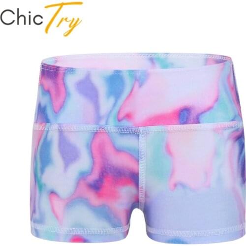 ChicTry Kids Teens High Waist Dance Shorts Activewear Bottoms Girls Workout Gym Sports Yoga Gymnastics Ballet Shorts Dance Wear