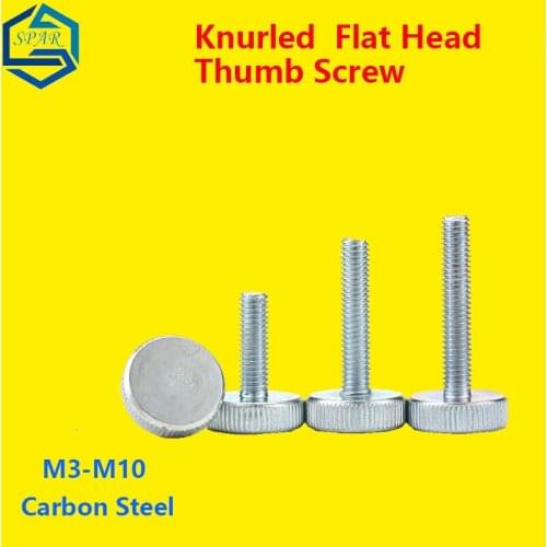 Knurl Flat Head Hand Tighten Thumb Screw Thumb screw Adjust Toolless Flat Head Knurled Thumb Screw Hand Tighten Computer Screws