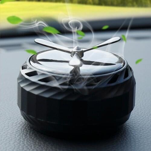 Solar Rotating Car Perfume Holder Aromatherapy Car Interior Decor Solid Balm Air Freshener w/ Parking Magnetic Phone Number Card